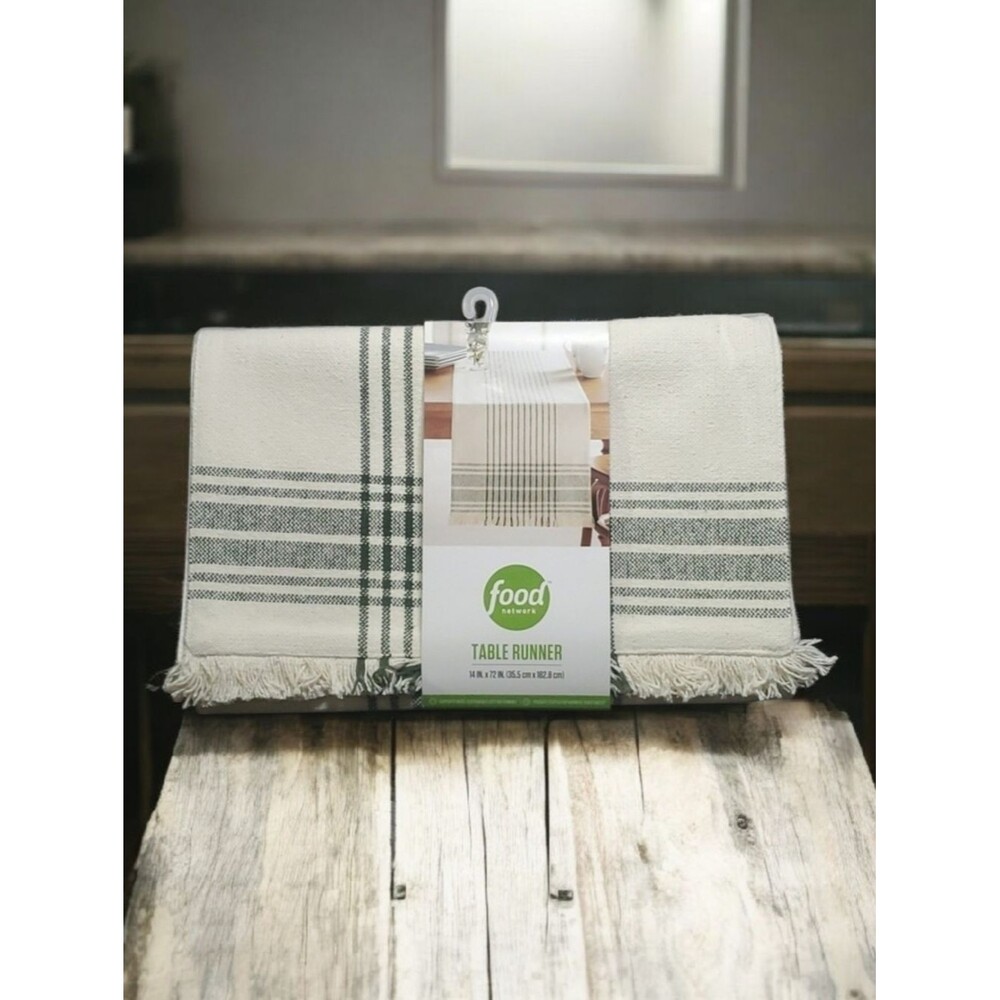 Food Network table runner 14 inches x 72 inches woven plaid runner 100% cotton